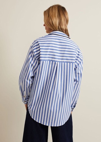 Phase Eight Stripe Shirts Blue USA | 0279834-XJ